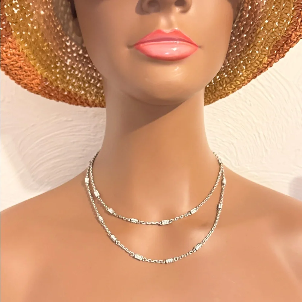 Brighton Silver-Tone‎ Rhinestone Double Strand Necklace